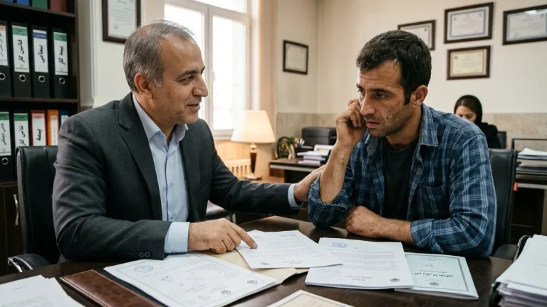 مشاوره کارگر با وکیل برای تنظیم دادخواست شکایت از کارفرما بابت بیمه
