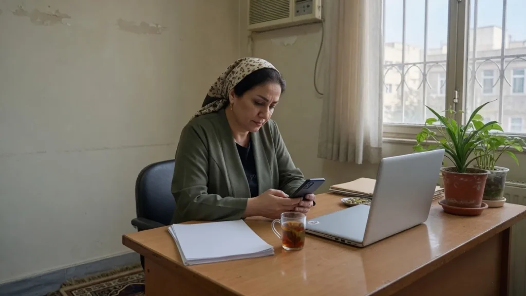 پیگیری زمان واریز بیمه بیکاری روی تلفن در دفتر کار