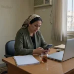 پیگیری زمان واریز بیمه بیکاری روی تلفن در دفتر کار